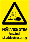 FRÄTANDE SYRA – Använd skyddsutrustning