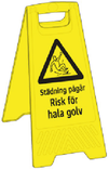 Varningsskylt ”Städning pågår/Risk för hala golv”
