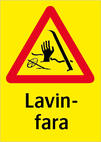 Lavinfara, med varningstriangel