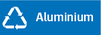 Aluminium, blå/vit, med återvinningssymbol