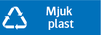 Mjuk plast, blå/vit, med återvinningssymbol