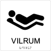 Taktil/Braille symbolskylt, VILRUM, vit/svart