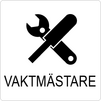 Taktil/Braille symbolskylt, VAKTMÄSTARE, vit/svart