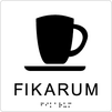 Taktil/Braille symbolskylt, FIKARUM, vit/svart
