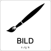 Taktil/Braille symbolskylt, BILD, vit/svart