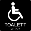 Taktil/Braille symbolskylt, TOALETT (HK-symbol), m.grå/vit