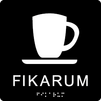Taktil/Braille symbolskylt, FIKARUM, m.grå/vit