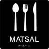 Taktil/Braille symbolskylt, MATSAL, m.grå/vit