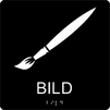 Taktil/Braille symbolskylt, BILD, m.grå/vit
