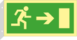 E-lys utgångsskylt, dubbelsidig med pil höger, flaggskylt