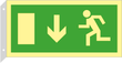 E-lys utgångsskylt, dubbelsidig med pil ner, flaggskylt