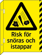 Varning! Risk för snöras och istappar, flaggskylt